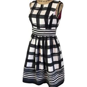 Eliza J Windowpane Fit n Flare Dress size 4